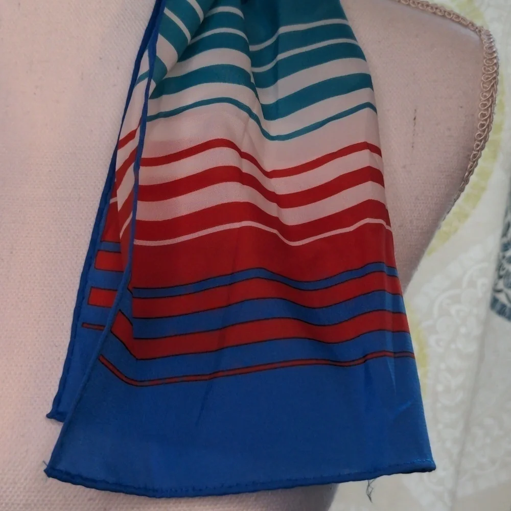 JONATHAN LOGAN Vintage Stripe SCARF Coastal Grandma Color Block Hair Tie